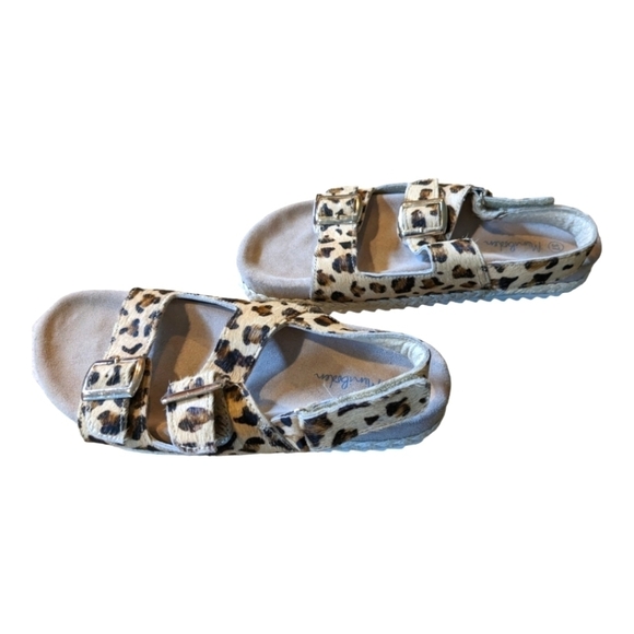 Mini Boden Leather 2 strap leopard print sandals Size EU 37 - Kid's 5.5 GUC - Picture 1 of 7